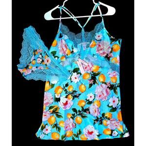 Victoria's Secret 2Piece Lemon Blossom Lace Inset Slip & cheekini Panties, NWT!